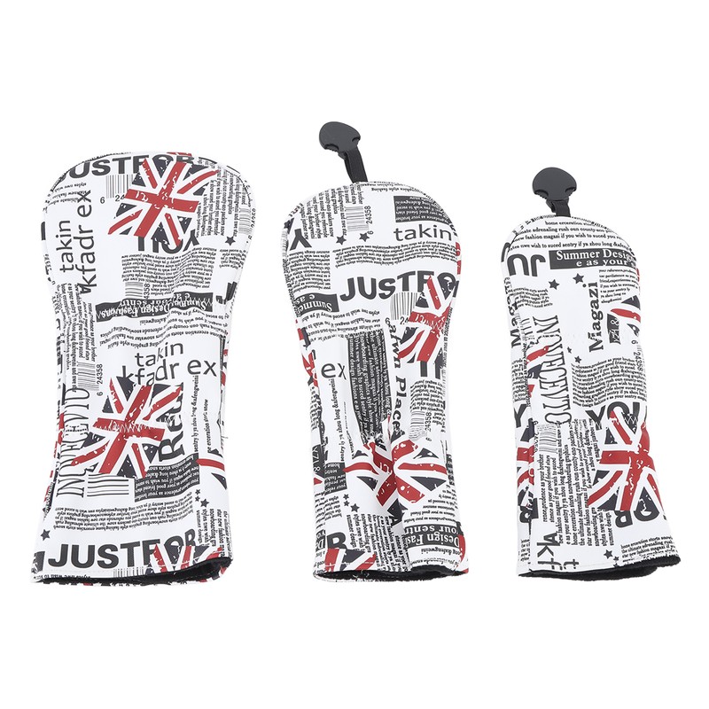 3PCS Golf Club Head Cover PU Waterproof English Flag Pattern