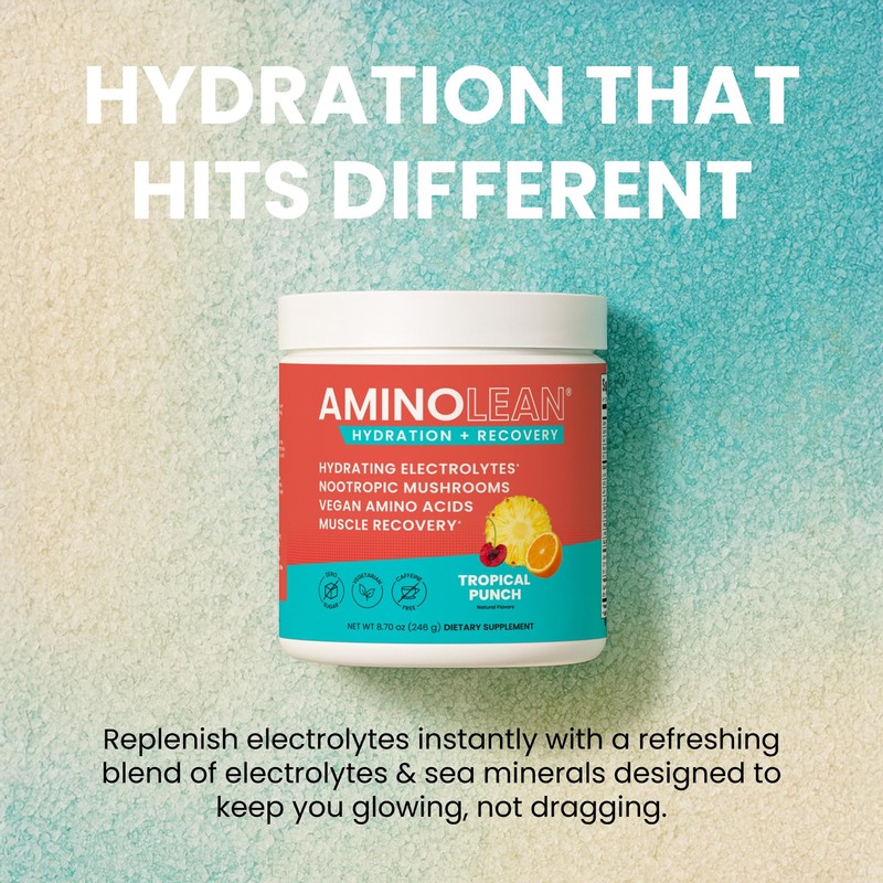 AminoLean Hydrating Electrolyte Powder and Recovery Drink with Sea Minerals,