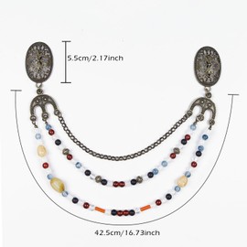 L'VOW Viking Apron Brooch Chains Cloak Clasp Brooches with Chain for LARP Cosplay Costume Norse Accessories(Silver)