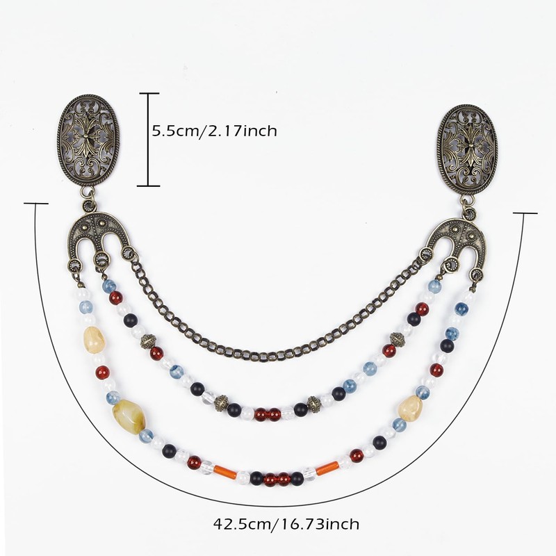 L'VOW Viking Apron Brooch Chains Cloak Clasp Brooches with Chain