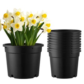 MEJENYY 3 Gallon Pots for Plants, 3 Gallon Nursery Pot for Plants with Drainage Holes, 10 Pack 10 Inch Round Sturdy Plastic Plant Pot Planters for Outdoor Indoor Plants, Flowers, Black