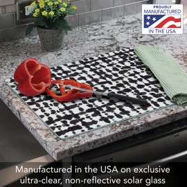 Thirstystone Black Spots 3mm Tempered Glass Cutting Board 15” x 12” Manufactured in the USA Serving Board Charcuterie Board Dishwasher Safe
