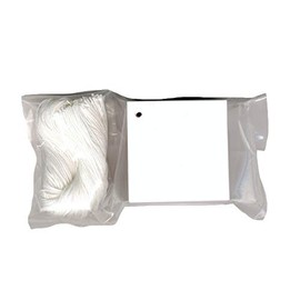 100 Blank White Hang Tags (2"x2" Squares) & 100 Cut Strings for Crafts & Gifts. Personalize & Price Your Merchandise.