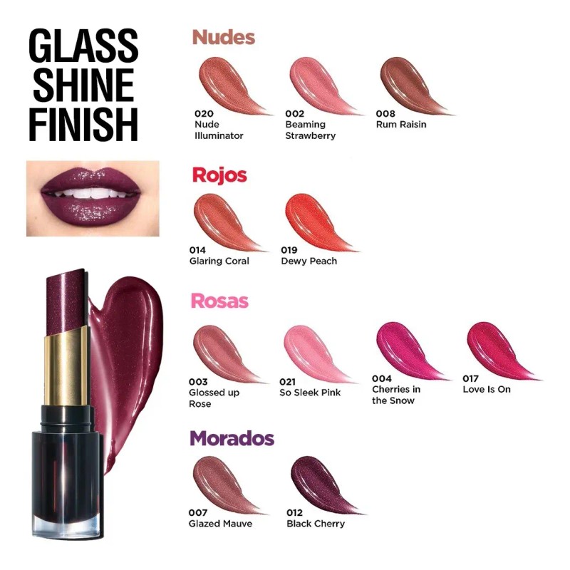 Labial Super Lustrous Glass Shine Lipstick Tono Rum Raisin Color