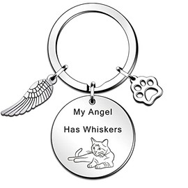 QMVMV Pet Memorial Gifts Sympathy Gift for Cat Lovers in Memory of Cat Keyring Cat Remembrance Gifts Loss of Cat Gift Pet Sympathy Gift for Family Friends Cat Memorial Keyring