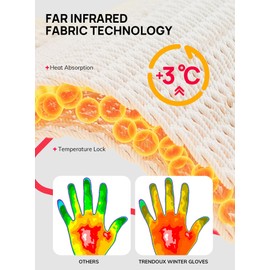 TRENDOUX Womens Gloves Winter Warm Ladies Lightweight Far Infrared Heating Soft Skin-Friendly Jacquard Thin Knit Glove White