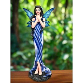 Osiris Trading UK Enchanting Blue Flower Fairy Figurine, Magical Fantasy Statue, Elegant Home Decor, Mystical Garden Faerie, Ornament Perfect for Collectors