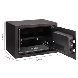 Brihard Family Electronic LCD Safe 9.84"H x 13.78"W x 9.84"D with Fireproof Bag, Home Safety Box 0.71 Cubic Feet with Removable Shelf for Documents A4, Digital Keypad Lock & LCD Screen