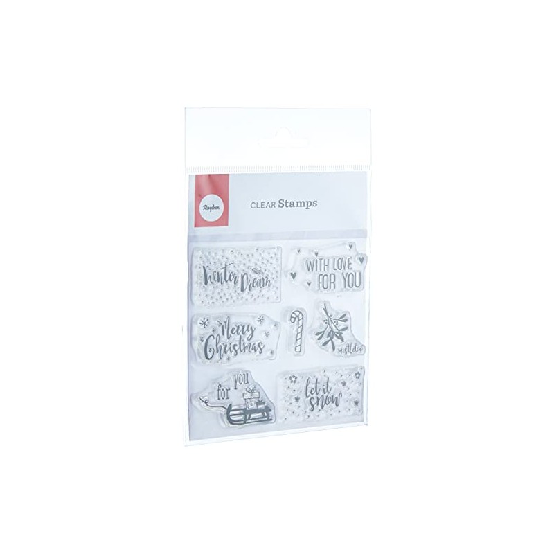 Rayher Clear Stamps - Christmas Greetings, 102,5X97Mm, 7 Motivi, Bus.Blis.