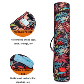 Yoga Mat Bag Yoga Mat Carrier with Pockets Portable Exercise Yoga Carrying Bag Yoga Mat Carry Luggage Bag Carryall Shoulder Bag with Bottle Pocket Wet Compartment Yoga Mat Storage Bag for Women Men