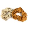 Beige floral Camel solid set 2 fabric ponytail holder hair