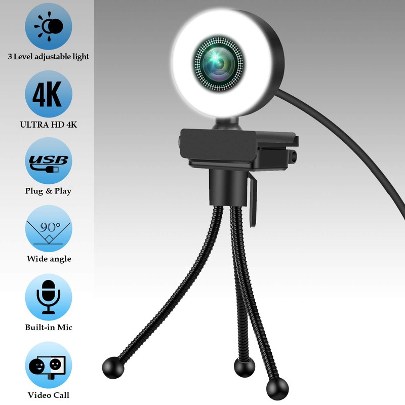 4K HD PC Webcam for Streaming HD 1080P, JFMShop 960C