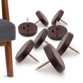K.D.J. Brand Plastic Furniture Glides with Round Nails, Pack of 8 in Brown, 20 mm Diameter, 5 mm Thick, Chair Glides with Nail, Plastic Glides for Garden Chairs - Made in Germany
