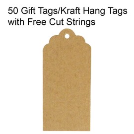 Wrapables 50 Scalloped Gift Tags/Kraft Hang Tags with Free Cut Strings & Set of 3 Washi Tape for Gifts, Crafts & Price Tags Dazzle Me