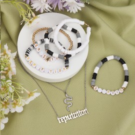 FIDWALL Singer Fans Jewelry Set,Women Girls Necklace and Friendship Bracelet,Charms Letter Choker Necklace Bracelet for Singer Fans Teenage,Concert Outfit for Women Girls Gifts (Reputation)