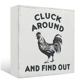 Nrleey Funny Chicken Wood Signs - Funny Chicken Decor Desk Sign, Chicken Coop Signs, Rustic Farmhouse Chicken Coop Garden Decor, Chicken Coop Decor, 5 X 5 Inches