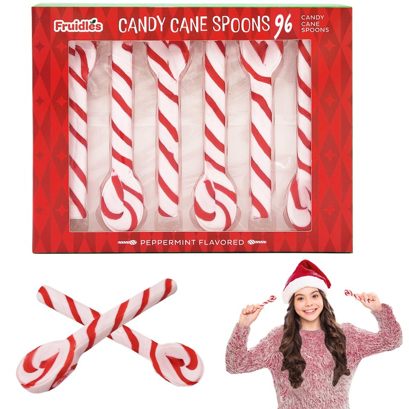 Fruidles Christmas Candy Canes Spoons Suckers, Peppermint Flavor in Box