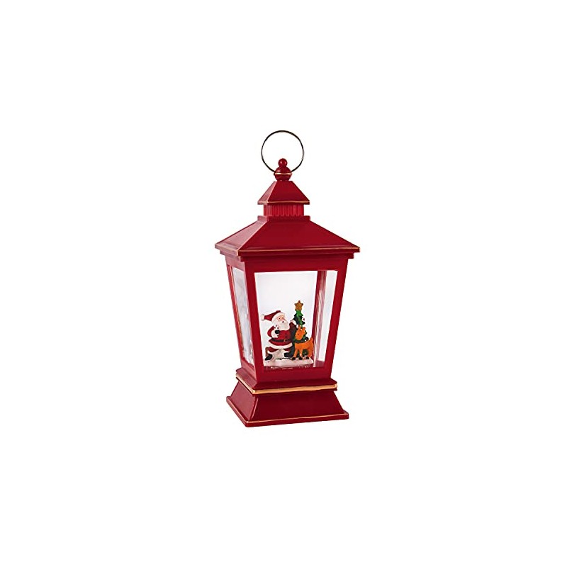Cypress Home LED Musical Red Water Lantern with Holiday Scene