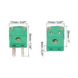 sourcing map Mini K Type Thermocouple Wire Connectors Male Female Plug Adapter High Temperature 220°C(428°F) for Thermocouple Sensor Probe Green 2 Set