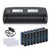 16 Pack Rechargeable AAA Batteries with Charger, 16 Bay AA