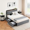 Full Size Bed Frame with Storage, Velvet Upholstered Platform Bed