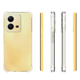 USTIYA Case for Vivo V25 5G y Vivo V25e 4G y Vivo X80 Lite 5G Clear TPU Four Corners Protective Cover Transparent Soft funda