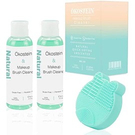 Juego de 2 botellas de limpieza de brochas de maquillaje, con fórmula natural sin olor, alfombrilla de limpieza 2 en 1, limpieza profunda, el mejor limpiador de maquillaje para brochas y esponjas (8.5 oz)