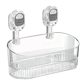 2026 New No-Drill Bathroom Suction Storage Box, Large Capacity Strong Load-Bearing Suction Cup Storage Rack with Drain Holes, Multi Functional Wall-Mounted Organizer for Home Bathroom (1, White)