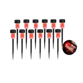 NEWOTE 12PCS Red LED Outdoor Plastics Garden Solar Powered Landscape Light Lamp Patio Lawn Decoration Lights