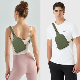 VOROLO Small Sling Bag For Men and Women，Crossbody Bags For Women with Ajustable Strap Trendy Cross body Bag Khaki Green