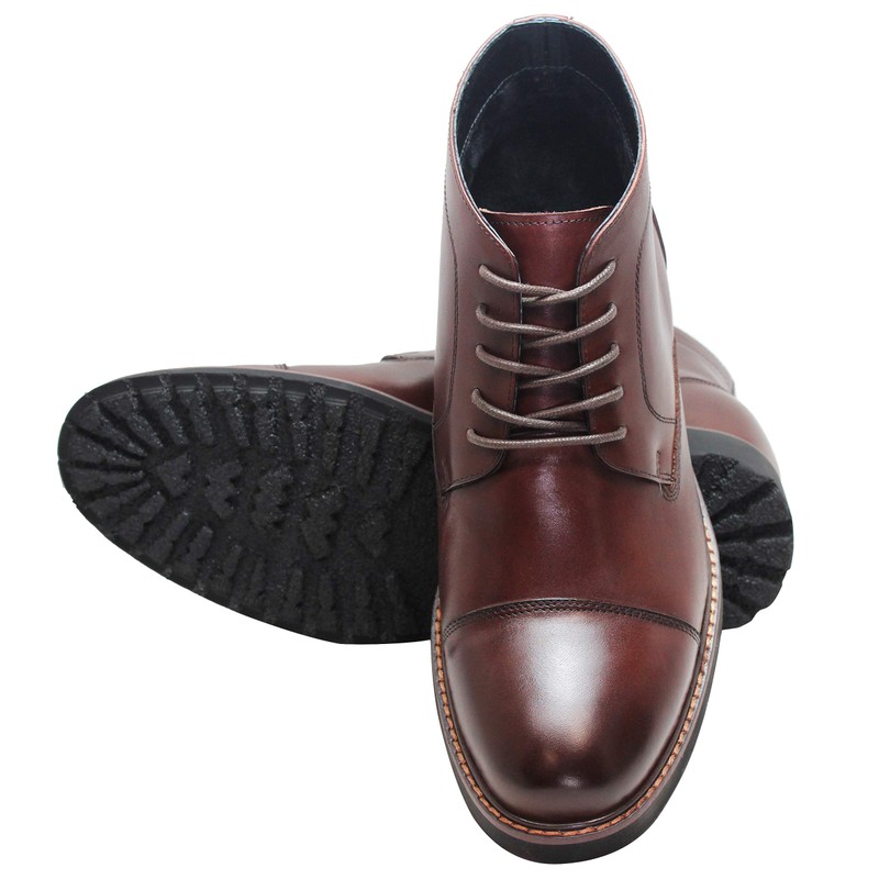 CALTO Men's Invisible Height Increasing Elevator Shoes - Dark Brown