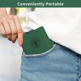RETTACY Pocket Notebook - A6 Small Notebook with 160 Pages,100 GSM Lined Paper Notepad,Mini Notebook with Inner Pocket, Hardcover, Elastic Band - Dark Green