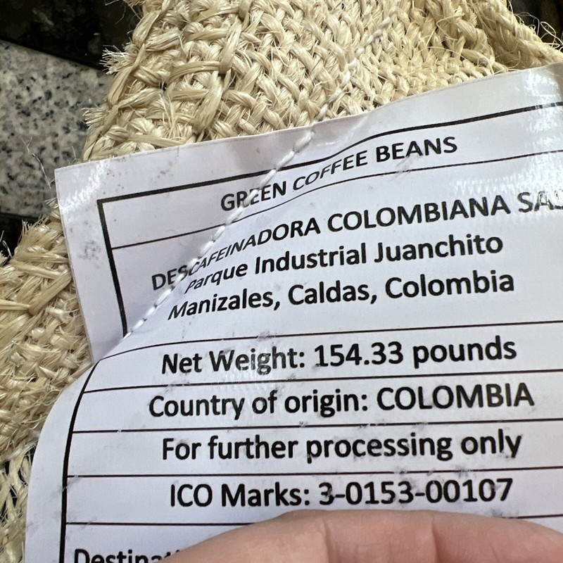 DECAFFEINATED COLOMBIAN HUILA EA PROCESS DECAF DE CAÑA 1 Lb