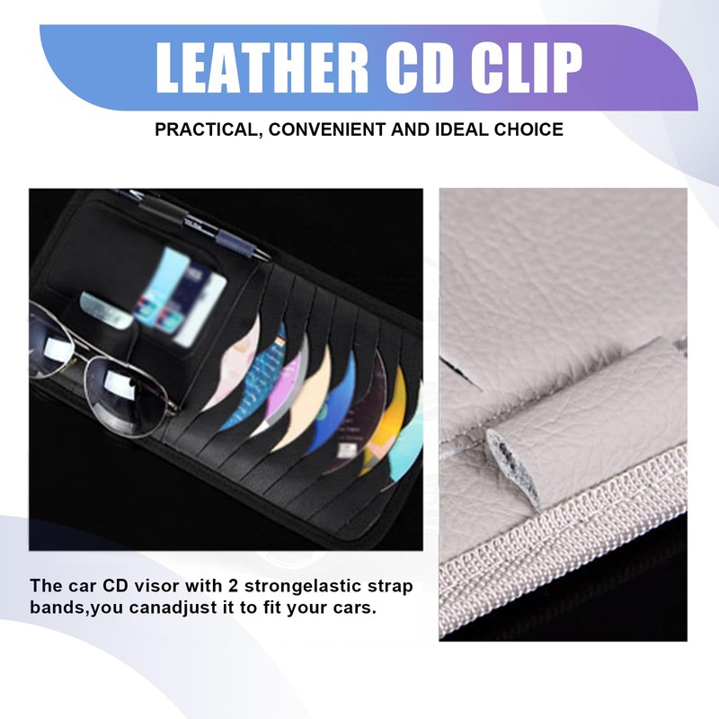 Yumfugu Pack-1 Car CD Holder, Universal Leather Sun Visor Organizer