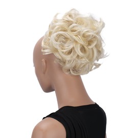 PRETTYSHOP BUN Up Do Hair Piece Hair Ribbon Ponytail Extensions Draw String Scrunchie wavy Platinum blond # 613A HK111