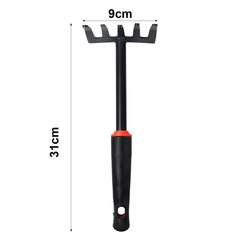 Steel Garden Rake with 5 Prongs - Small Rake for