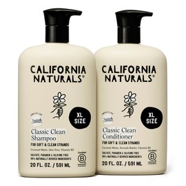 California Naturals Coconut Shampoo & Conditioner Set, Natural, Vegan, Cruelty, Silicone, Paraben, and Sulfate Free Shampoo, All Hair Types, 20 Fl Oz (Pack of 2), Classic Clean Coconut