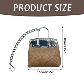 TOEECY Key Ring Mini Bag High Quality PU Leather Small and Cute Bag Pendant for Handbag Backpack Purse Keys, brown, Unit size