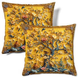 HMS Happy Memorievets Velvet Cushion Cases Square Decorative Throw Pillow Cover 45x45cm(18x18 Inch) Set of 2 for Couch Sofa Bed Living Room Bedroom