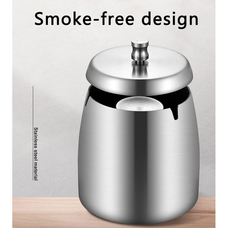 Large Stainless Steel Ashtray Smokeless, Odorless Thickened Windproof Ashtray with