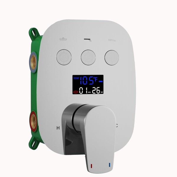 WHSHOWER Chrome Shower Mixer Valve Pressure Balance Trim Kit LCD