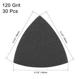 uxcell Triangular Sandpaper Hook and Loop Triangle Sanding Pad Fit 3-1/2" Oscillating Multi-Tool Silicon Carbide for Wet/Dry Use 120 Grit 30pcs