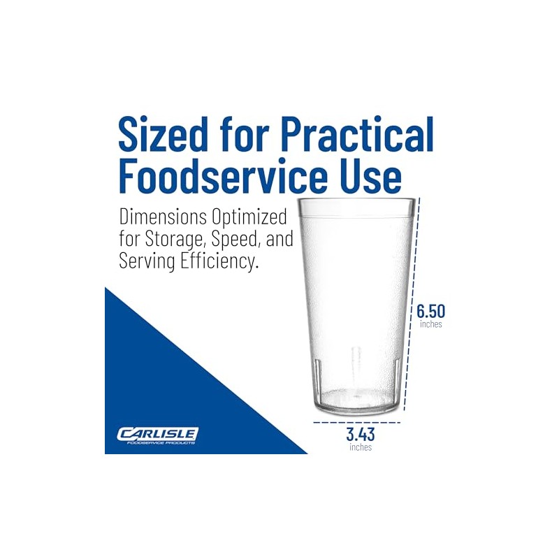 Carlisle 522007 Stackable Shatter-Resistant Plastic Tumbler, 20 oz., Clear (Pack