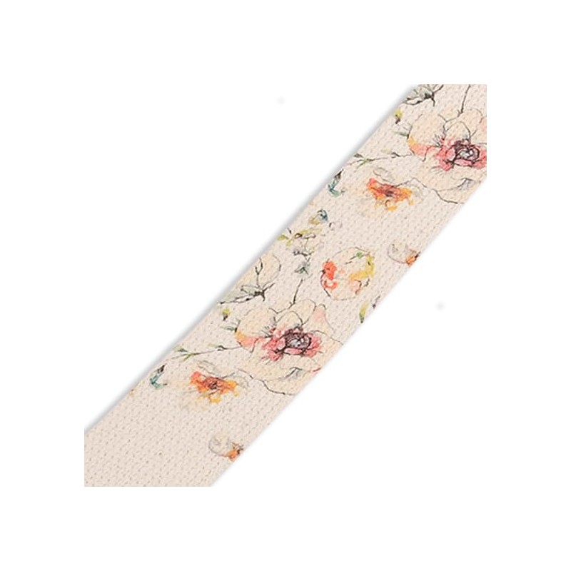 2" Cotton Guitar Strap With Decorative Print And Suede Ends.