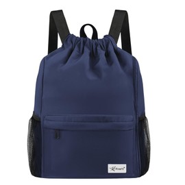 Risefit - Mochila con cordón con bolsillos de malla, bolsa de gimnasio, resistente a la arena, mochila de playa para hombres y mujeres, Azul