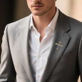 LuvQaze Cross Sword Brooch for Men Blue Cross Pin Religious Brooch Birthday Father's Day for Husband Father Boyfriend