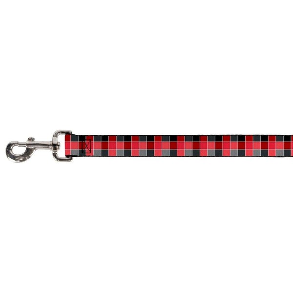 Buckle-Down Pet Leash - Checker Mosaic Red - 6 Feet Long - 1.5" Wide
