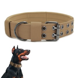 Tactical Dog Collar - Military Dog Collar Nylon Adjustable Training Dog Collar Heavy Duty Metal Buckle for Medium Large Dogs (L, Brown)