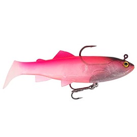 FISHN Trousive Pike Bait, 12 cm, 38 g, Rubber Fish, Soft Bait with Jig Head Hook and Treble Hook and Removable Soundbar/Rattle - Bait for Pike Fishing (Purple Star)