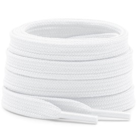 DELELE Solid Flat Shoe Laces: Hollow Thick White Shoelaces for Sneakers 2 Pair 51 inch